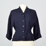1950s Navy Blue Jacket with Fitted Waist