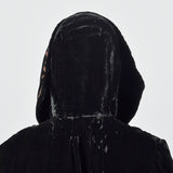 1940s Black Velvet Coat with Sequin Hood