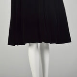 Small 1950s Black Velvet Cocktail Dress Winter Holiday Long Sleeve Timeless LBD