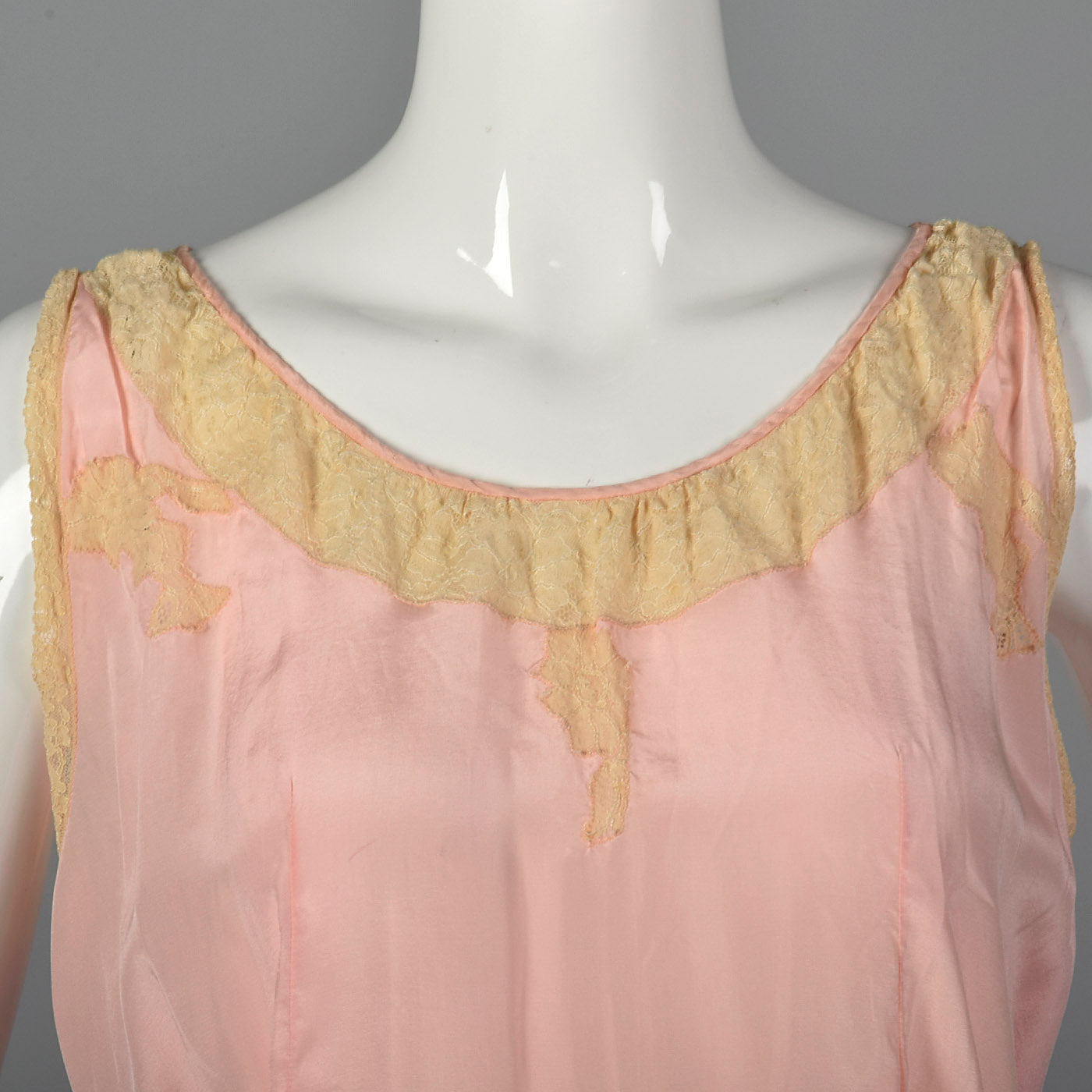 1920s Pink Nightgown with Lace Trim