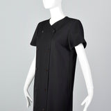 1990s Valentino Black Wool Sack Dress with a Pleated Back