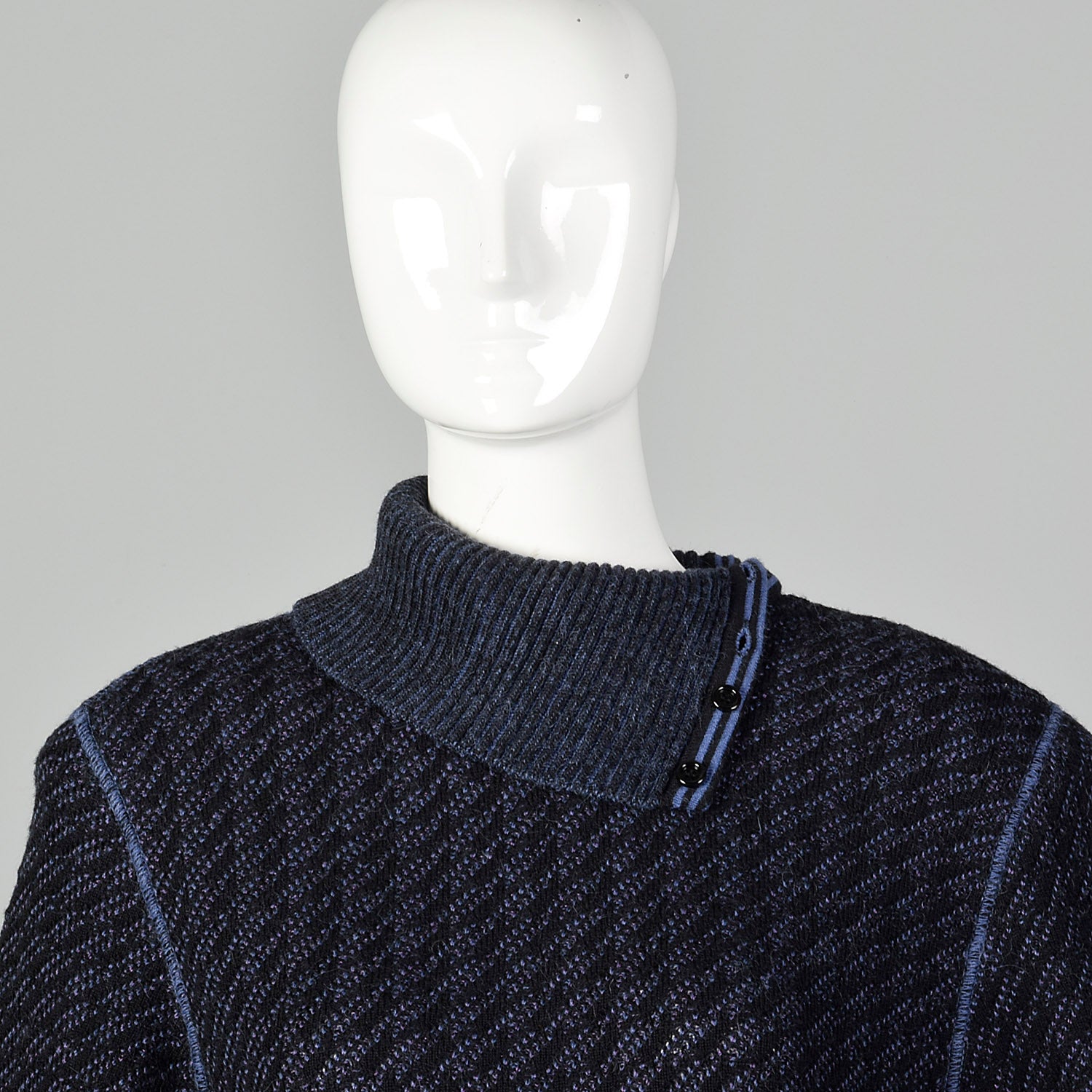 Small Emanuel Ungaro Parallele 1980s Purple Striped Black Turtleneck Sweater