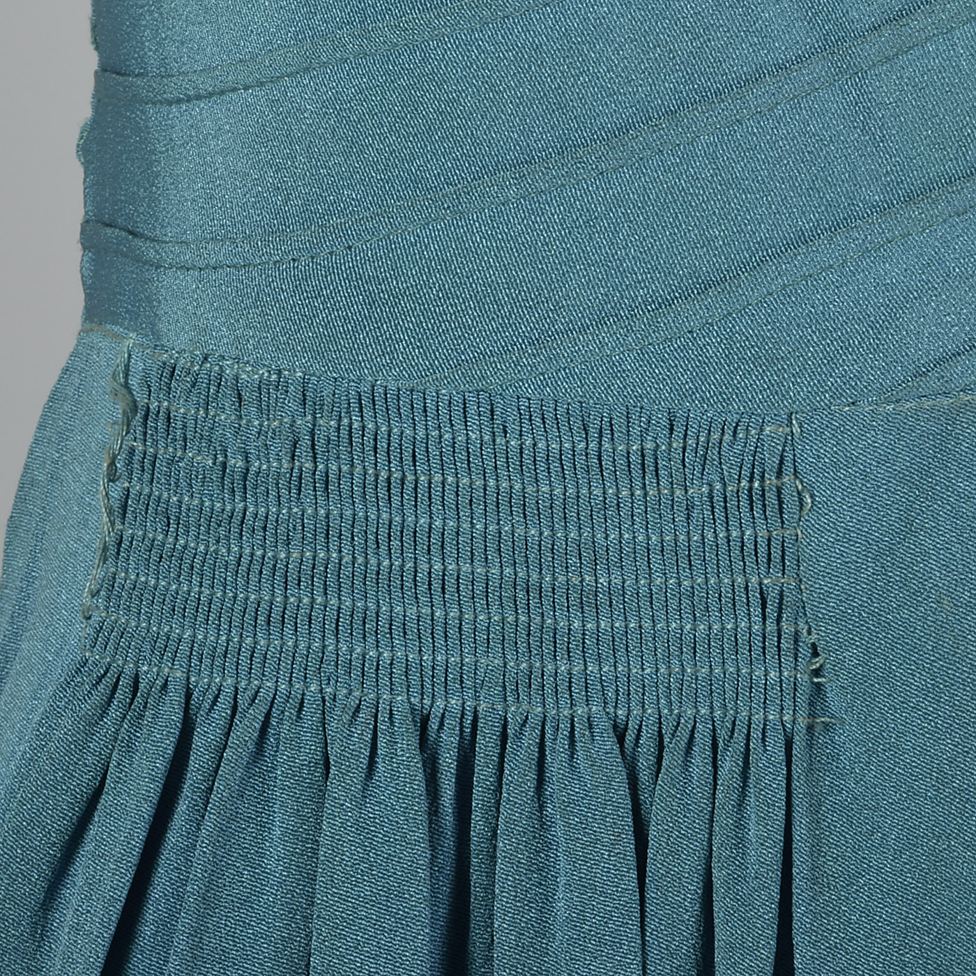 1940s Teal Rayon Dress with Neck Tie