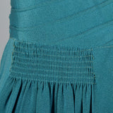 1940s Teal Rayon Dress with Neck Tie