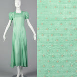 1930s Sheer Green Dress with Swiss Dots