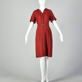 XL 1950s Red and Black Gingham Day Dress