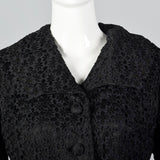 1950s Black Dress and Jacket Set in Hand Loomed Spiderweb Lace