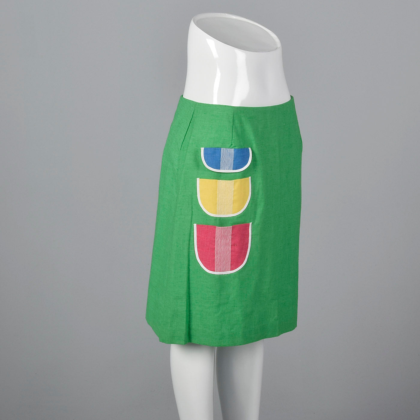 1960s Deadstock Green Mini Skirt with Patch Pockets