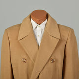 Large 1970s Coat Double Breasted Tan Winter Overcoat