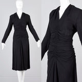 1940s Mary Muffet Black Rayon Crepe Dress