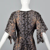 1970s Black Flowy Maxi Dress