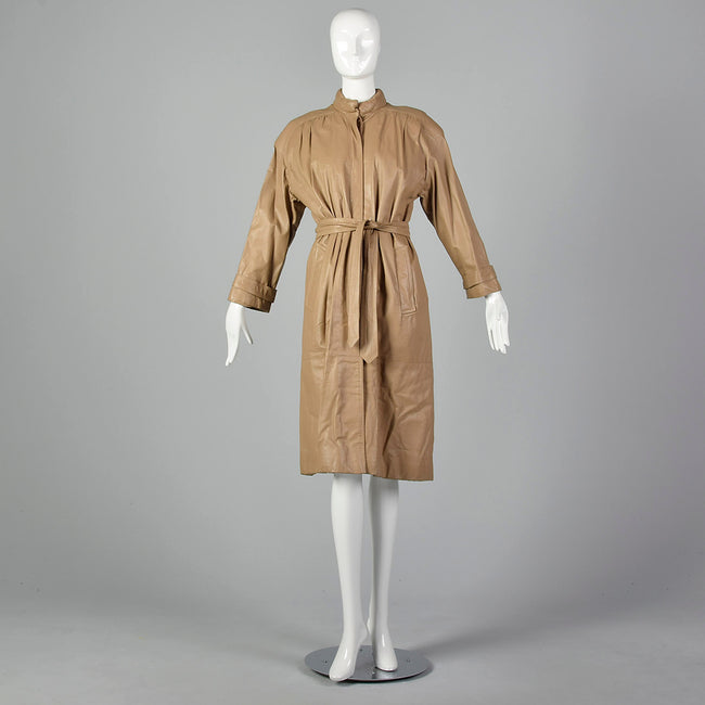Medium Fendi 1980s Leather Trench Coat