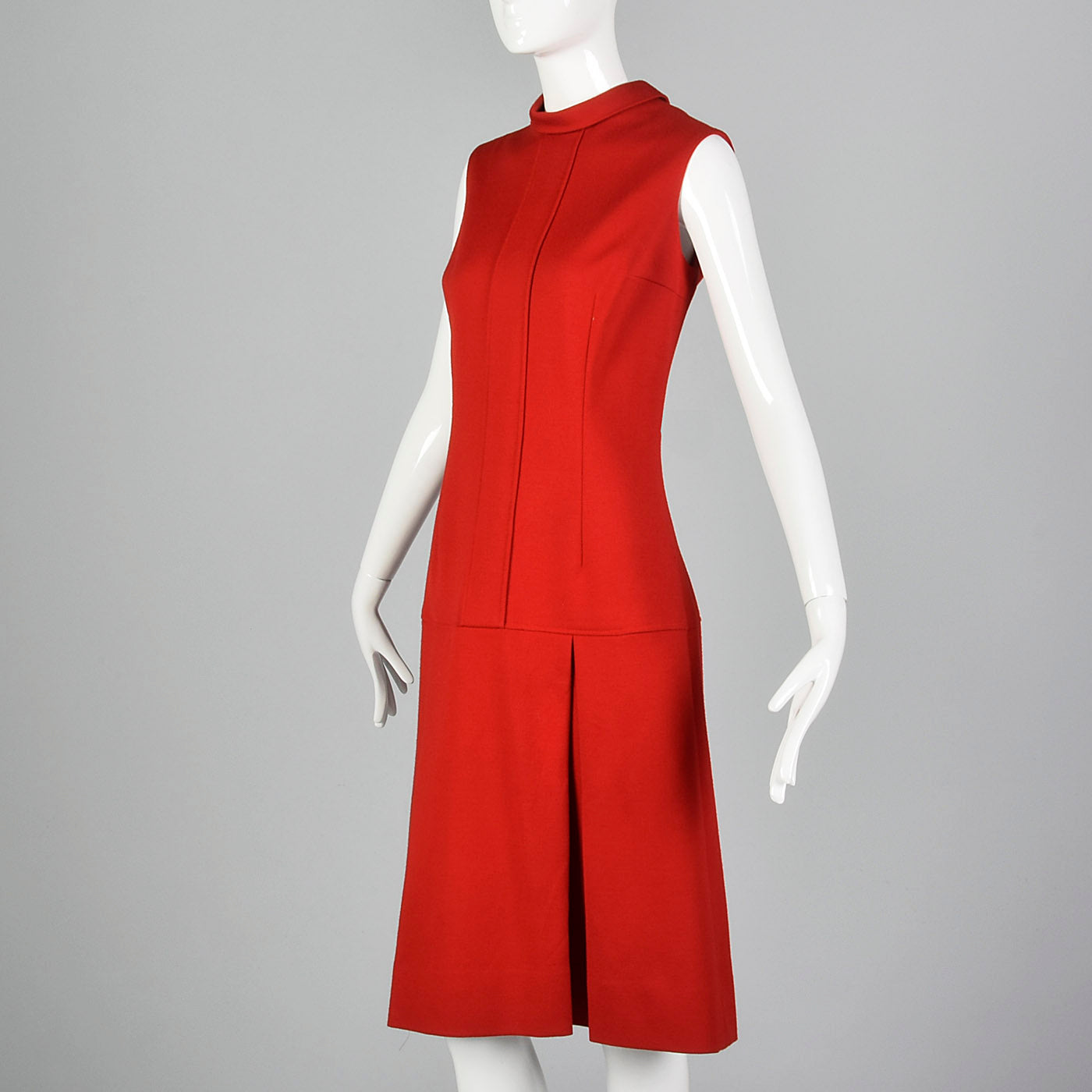 1970s Red Shift Dress with Drop Waist