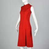 1970s Red Shift Dress with Drop Waist
