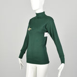 XS 1960s Deadstock Green Lightweight Long Sleeve Turtleneck Shirt