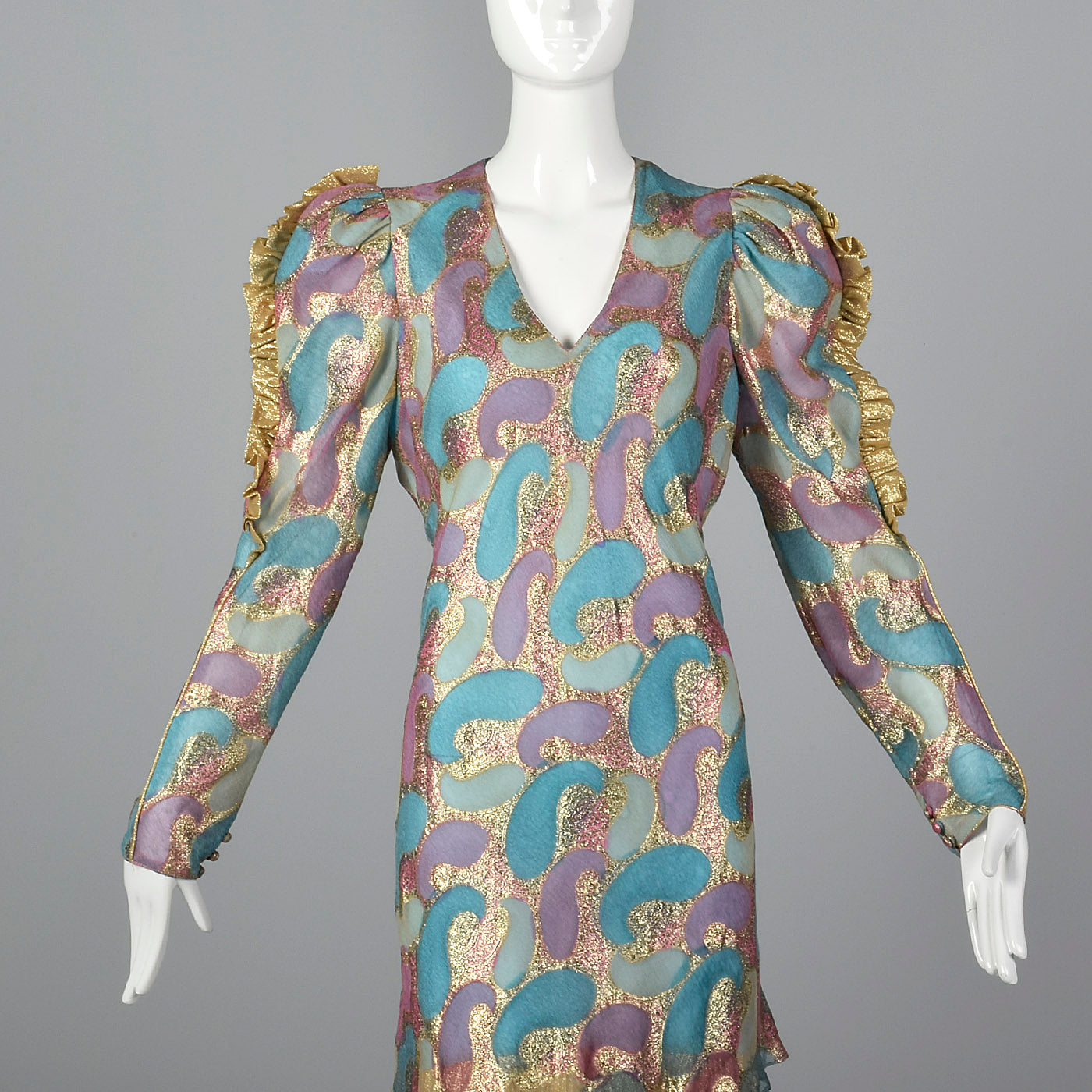 1980s Judy Hornby Couture Silk Evening Dress