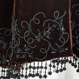 Late 1930s-Early 1940s Brown Velvet Beaded Wrap