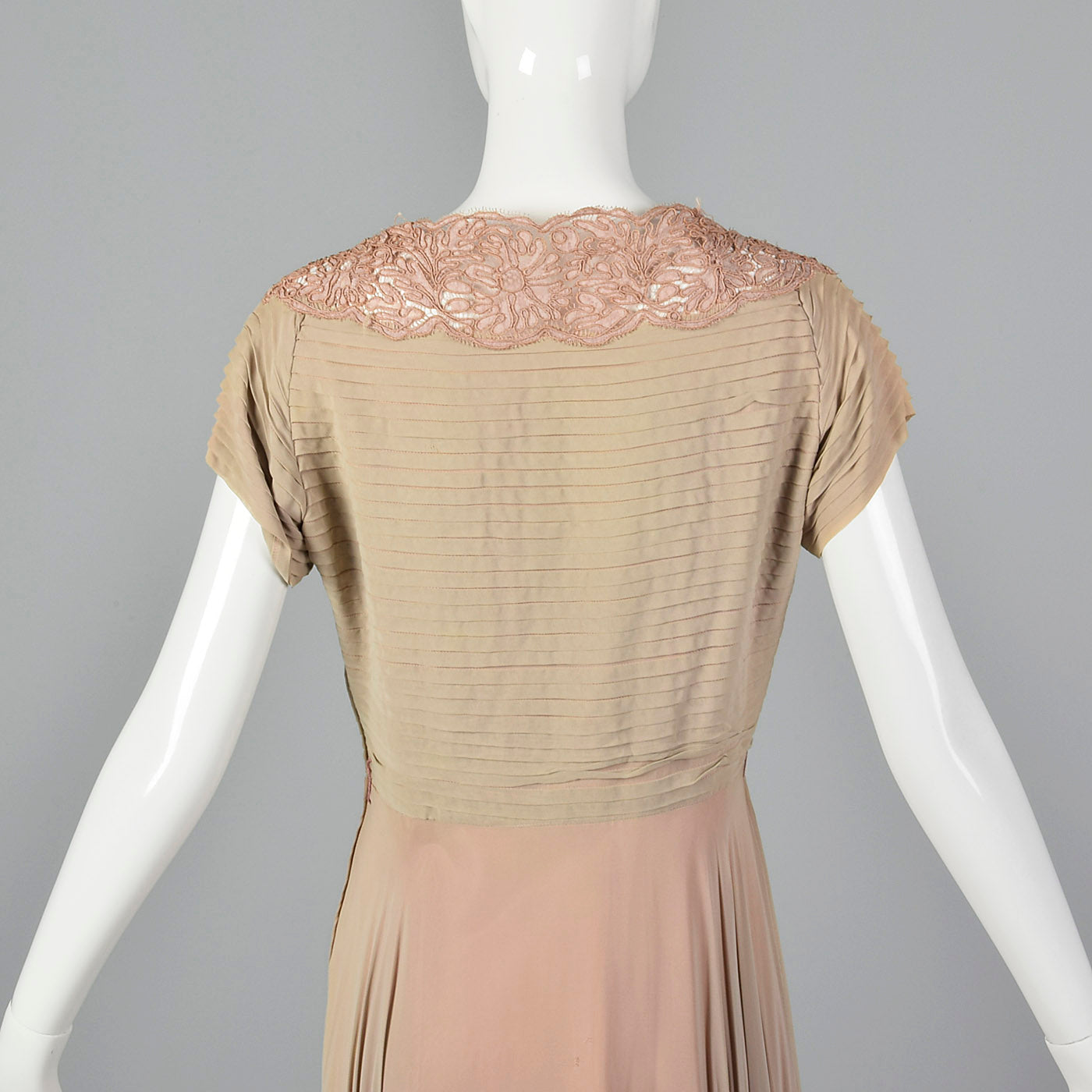 1940s Nude and Pink Layered Evening Dress