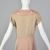 1940s Nude and Pink Layered Evening Dress