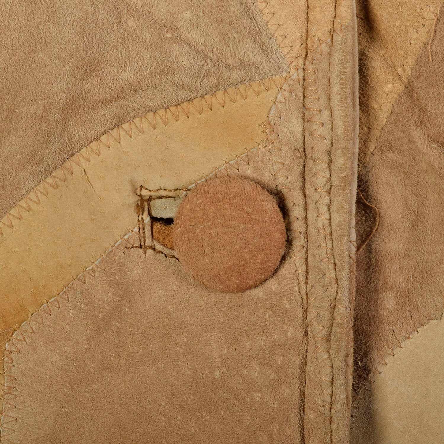 Large 1990s Patchwork Leather Coat with Faux Shearling