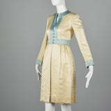 1960s Teal Traina Satin Dress