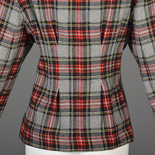 1990s Vivienne Westwood Anglomania Fitted Tartan Plaid Jacket with Extra Long Sleeves