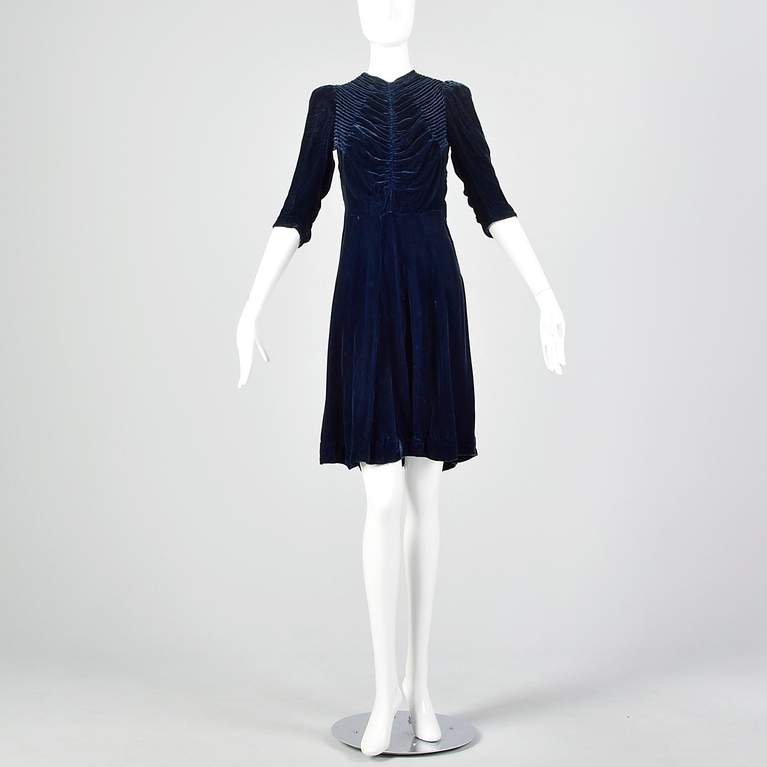 Small 1930s Blue Velvet Dress