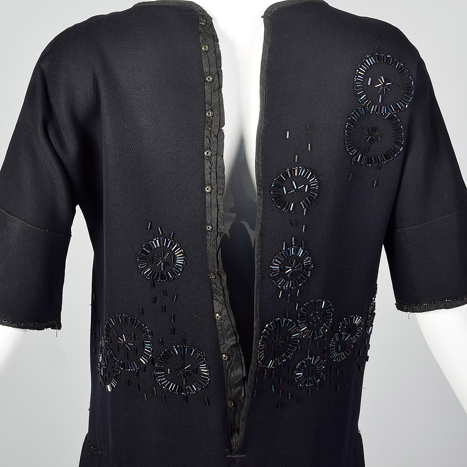 XS 1920s Black Beaded Dress