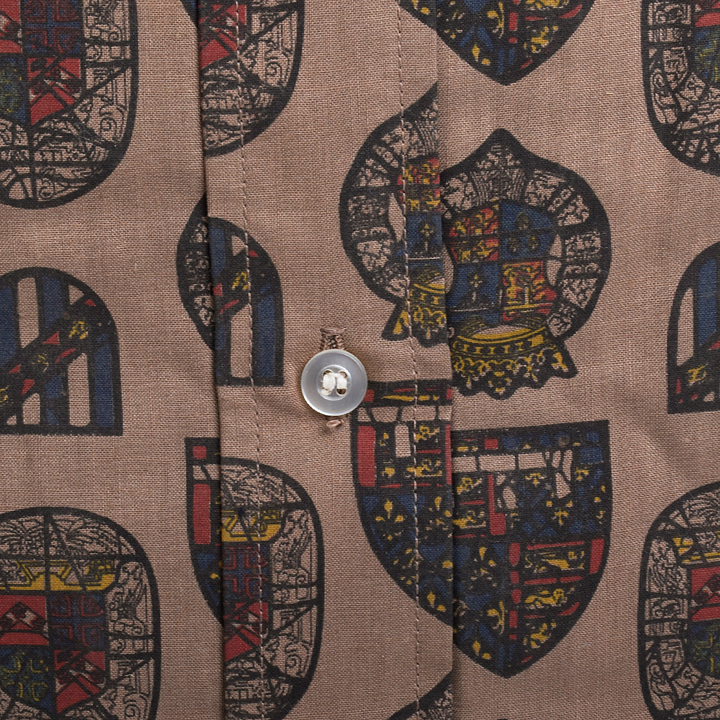 1950s Mens Deadstock Shirt with Novelty Stained Glass Print