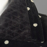 1980s Gianni Versace Skirt Oversized Blazer & Wrap Skirt in Black Velvet with White Polkadots