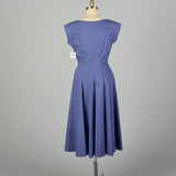 1950s Pauline Trigere Fit and Flare Blue Summer Dress
