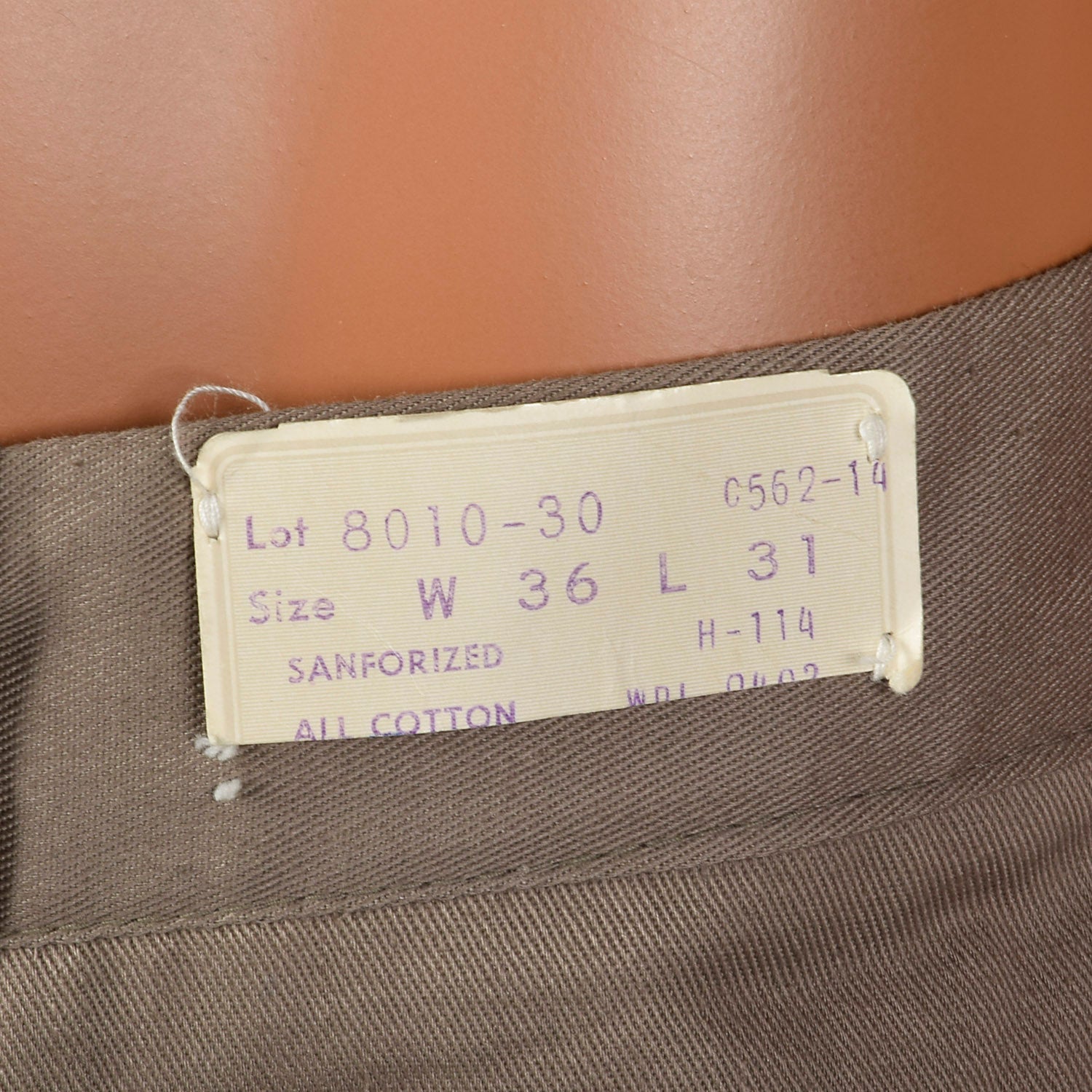 Large 1960s Deadstock Sanforized Cotton Brown Pants
