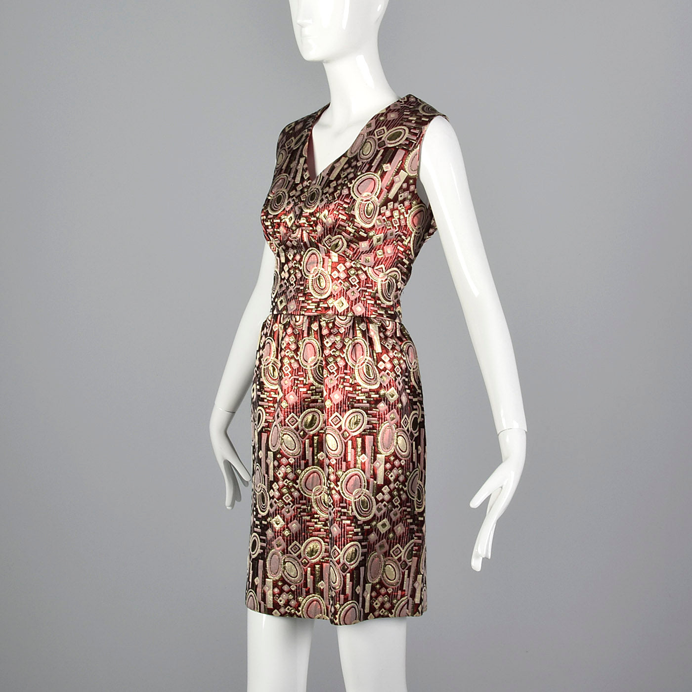 1960s Metallic Brocade Party Dress