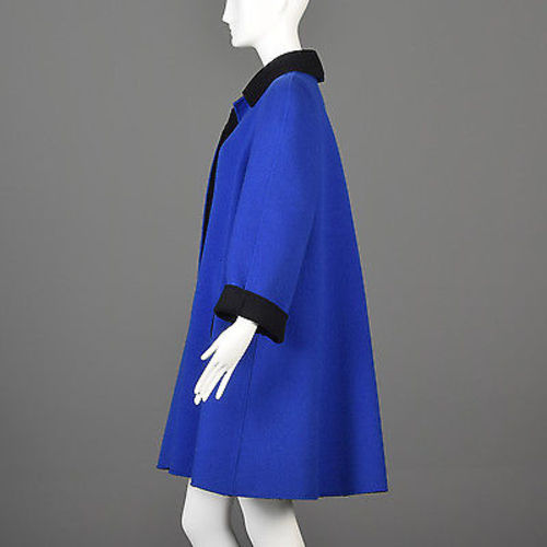1980s Oscar de la Renta Royal Blue Swing Coat
