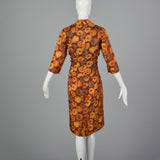 1960s Brown Swirl Print Dress and Jacket Set