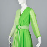 1970s Green Colorblock Maxi Dress