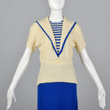 1940s Nautical-Style Two Piece Knit Outfit