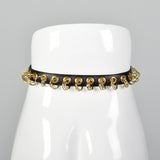 1990s Yves Saint Laurent Black Belt with Gold Rings