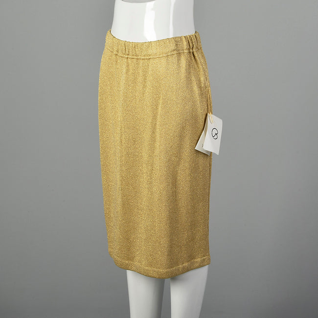 Medium St John Collection 1990s Gold Knit Skirt