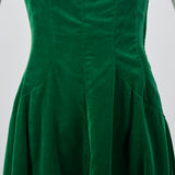 1950s Green Velvet Off Shoulder Party Dress