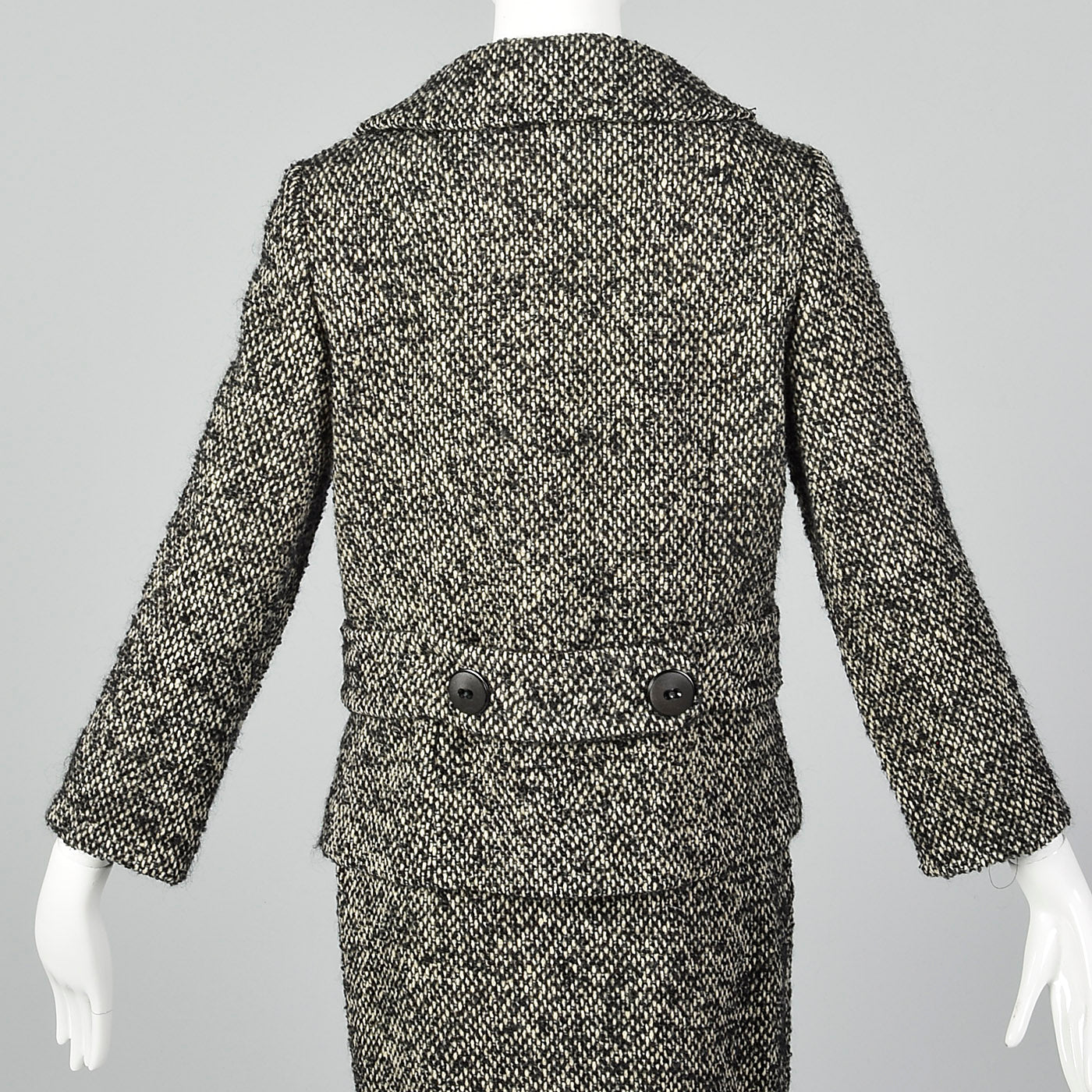 1960s Black and White Boucle Wool Skirt Suit