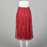 Small 1970s André Laug for Audrey Red Lace Pleated Skirt