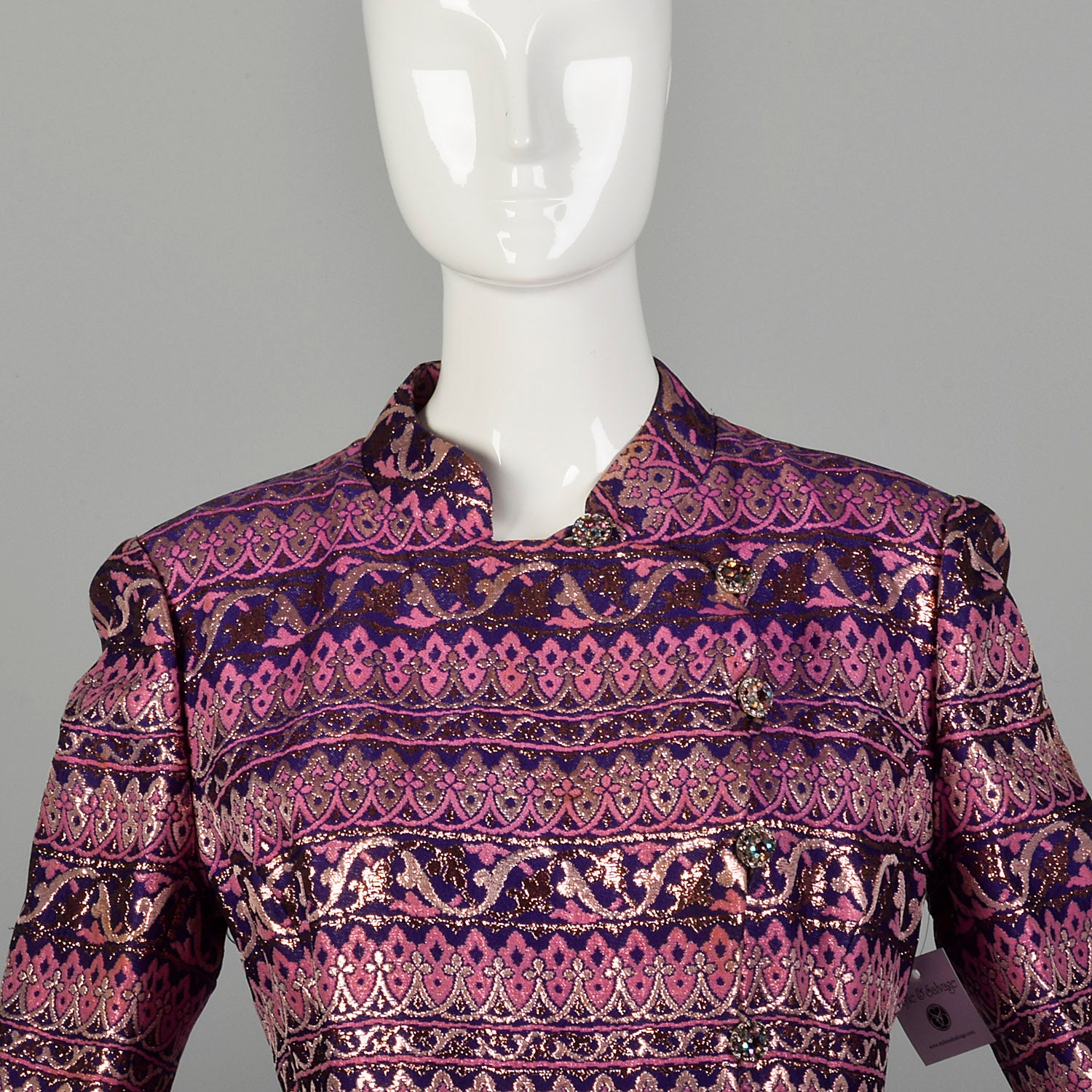 Medium 1960s Adele Simpson Metallic Brocade Coat
