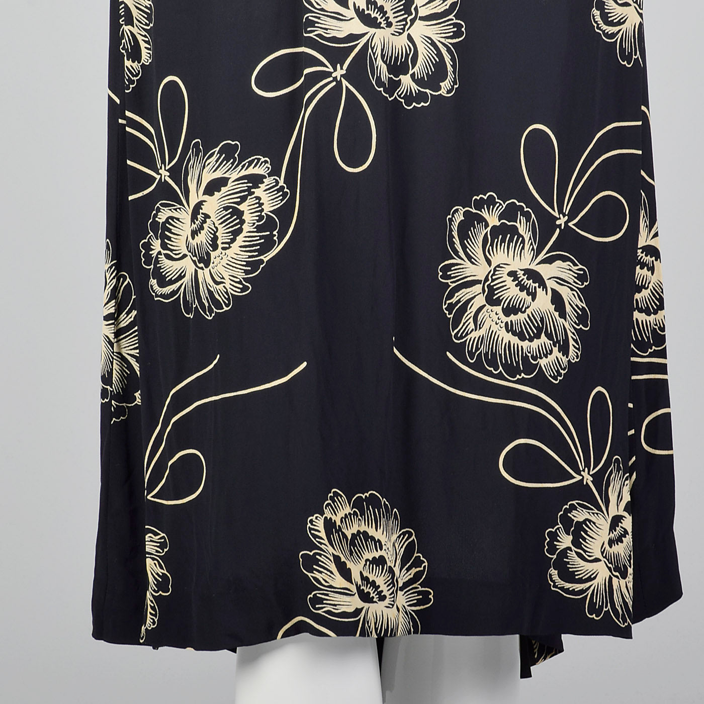 1940s Navy Rayon Dress with Black Taffeta Peplum