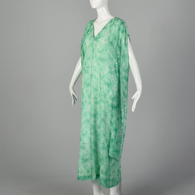 XS-Small Givenchy Nouvelle Boutique 1970s Green Silk Kaftan