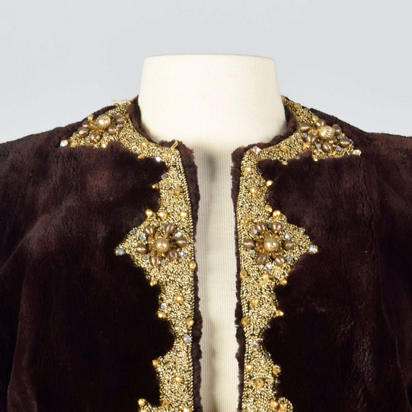 Oscar de la Renta Sheared Mink Beaded Jacket