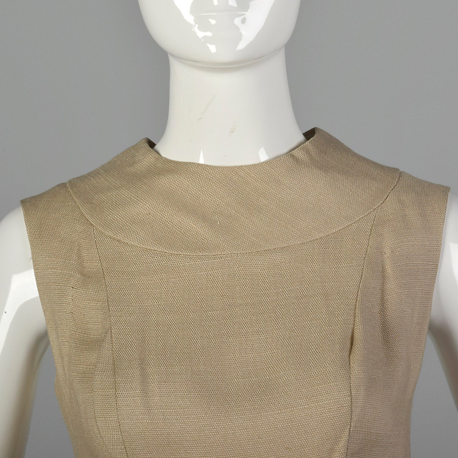 Small 1960s Tan Linen Shift Dress
