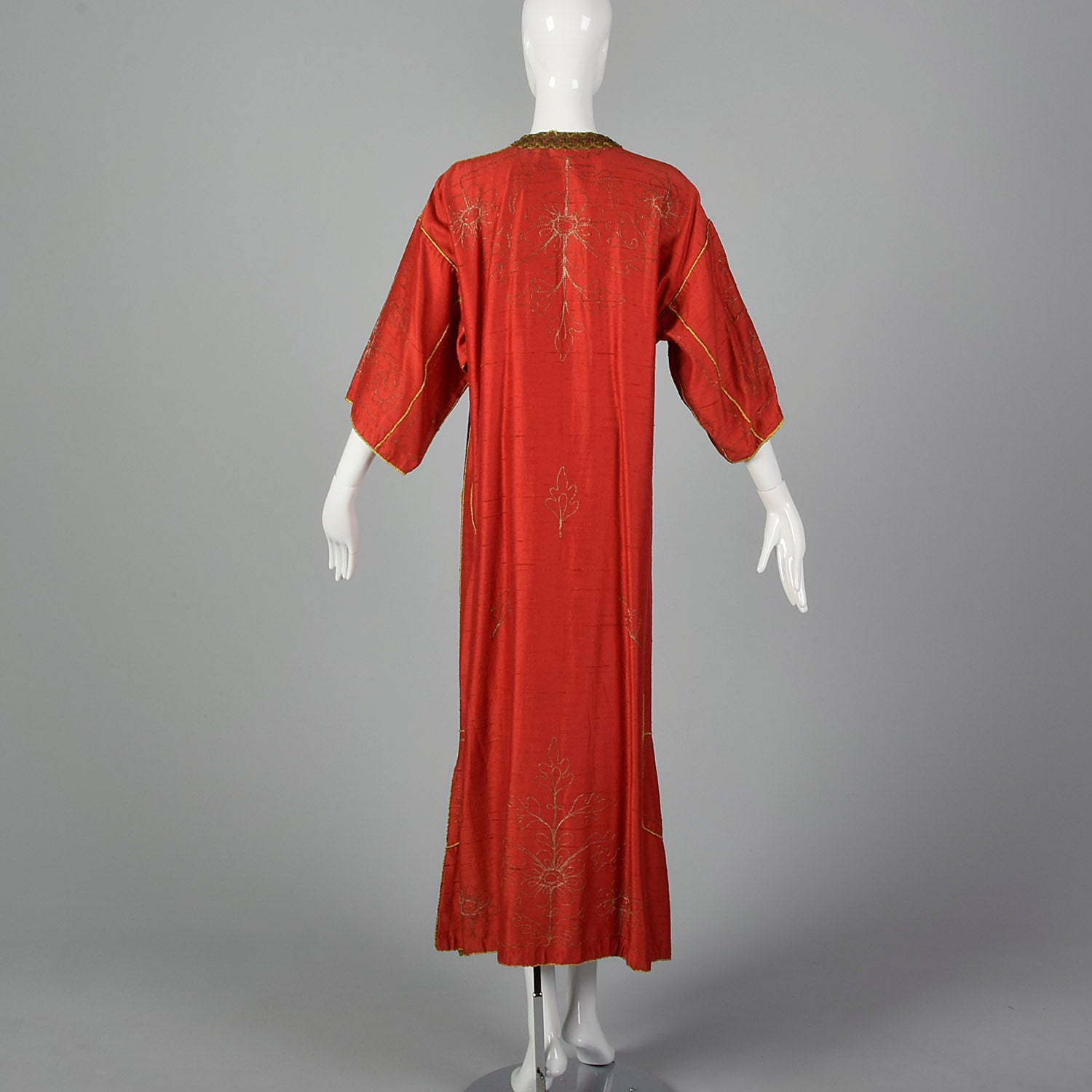 1970s Red Silk Dupioni Kaftan