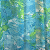 1950s Blue Floral Print Dress with Pleated Skirt