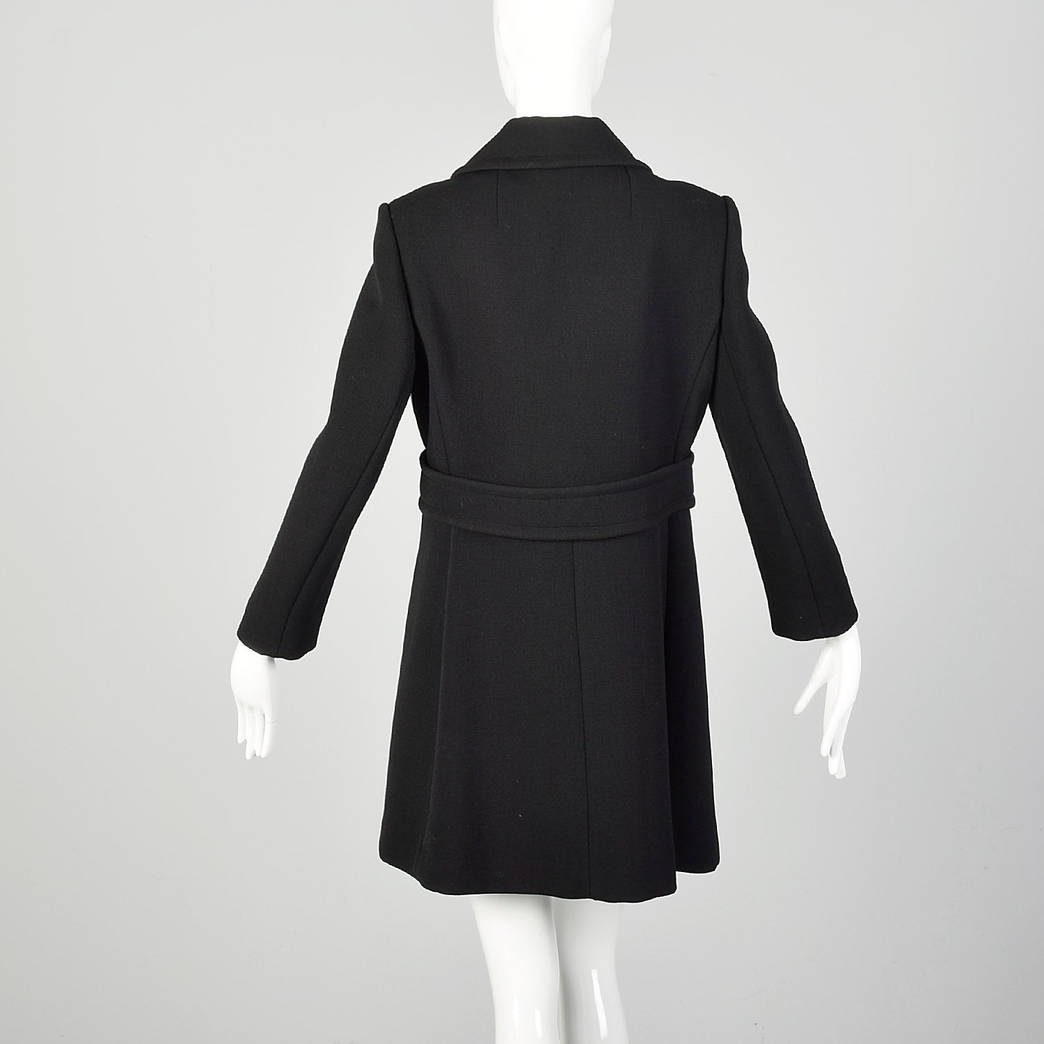 Small 1960s Mod Black Coat Double Breasted Military Style